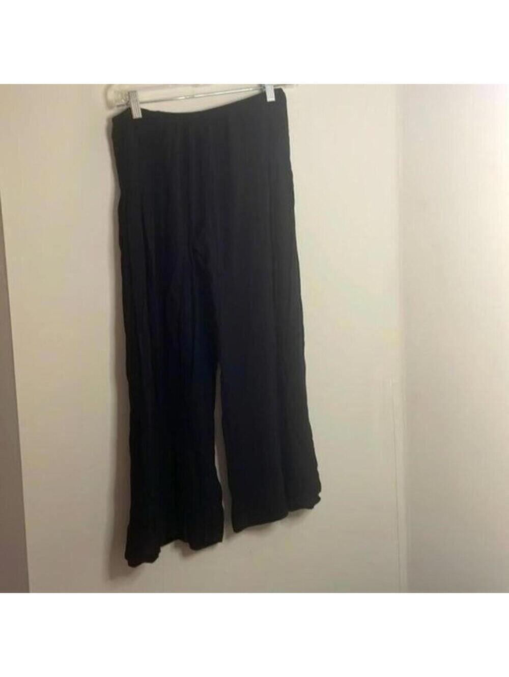 Coco Bianco Black Gauzy Beachy Boho Palazzo Gaucho Flared Pants laganlook